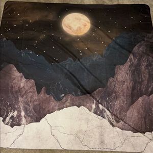 Moon and mountain scene tapestry